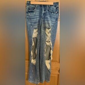 Judy Blue 5/27 Women’s Distressed Blue Jeans Straight Fit